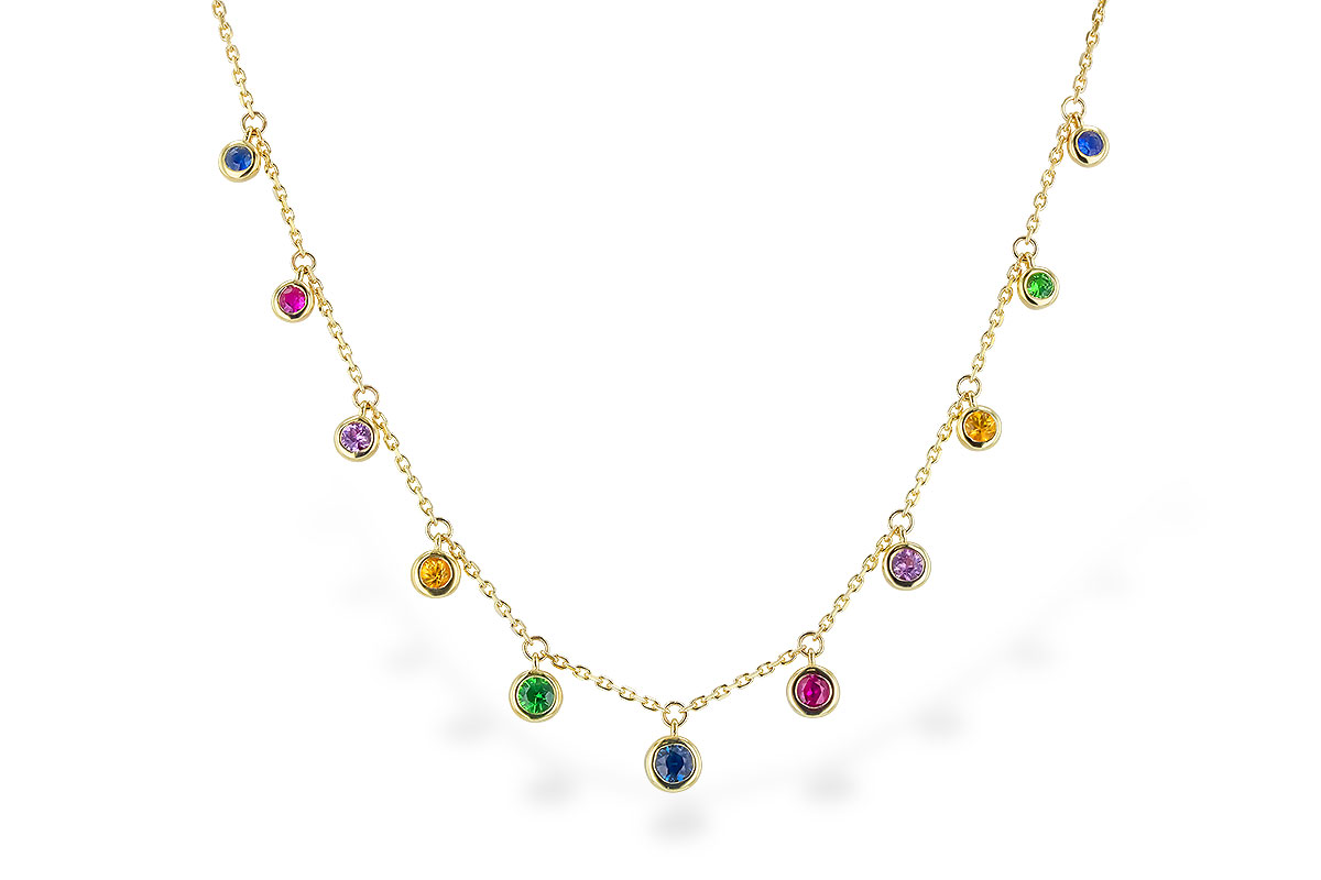 A328-43210: NECK .90 TW MULTI-COLOR SAPPH & GREEN GARNET (18")