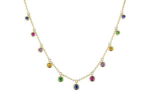 A328-43210: NECK .90 TW MULTI-COLOR SAPPH & GREEN GARNET (18")