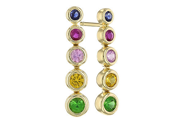 A328-45083: EARR .60 TW MULTI-COLOR SAPPH & GREEN GARNET