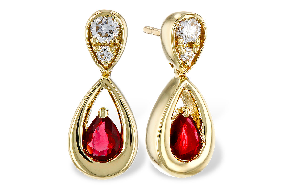 A329-30492: EARRINGS .40 RUBY .52 TGW (4x3 RUBY)