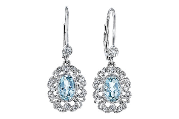 B329-28683: EARRINGS .75 TW AQUA .92 TGW (7x5MM AQUA)
