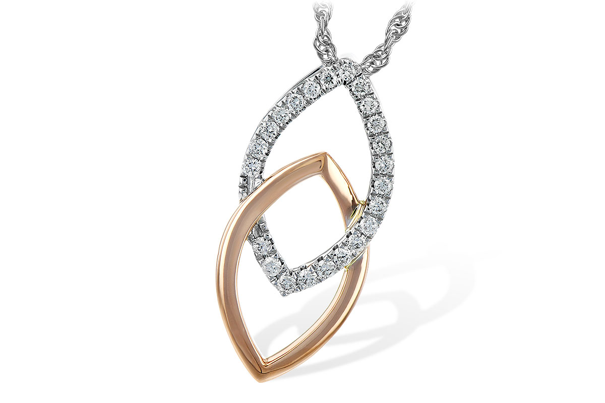 C243-89619: NECKLACE .20 TW (ROSE & WG)