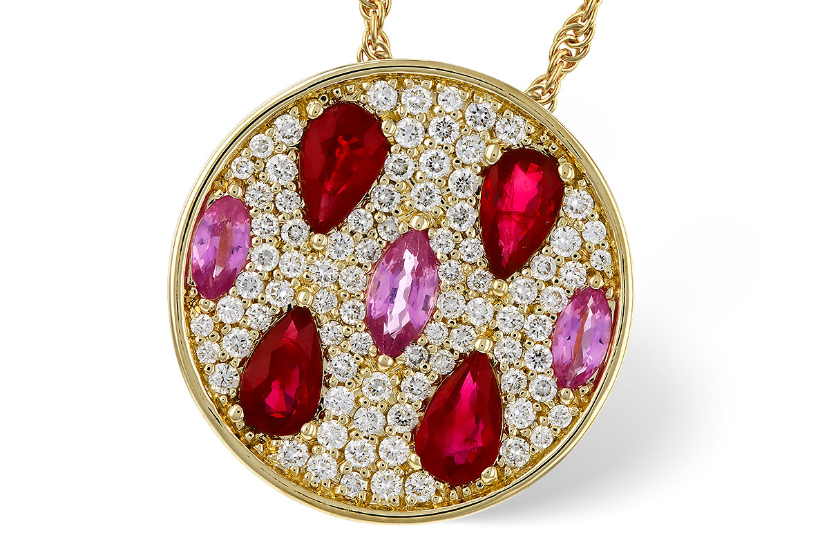 C329-35919: NECK 1.42 TW PRECIOUS (RUBY & PINK SAPP) 1.82 TGW