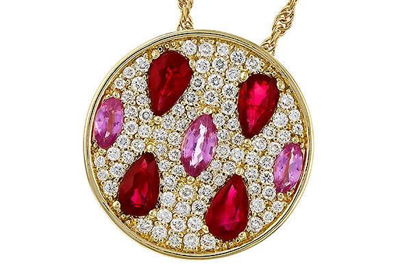 C329-35919: NECK 1.42 TW PRECIOUS (RUBY & PINK SAPP) 1.82 TGW