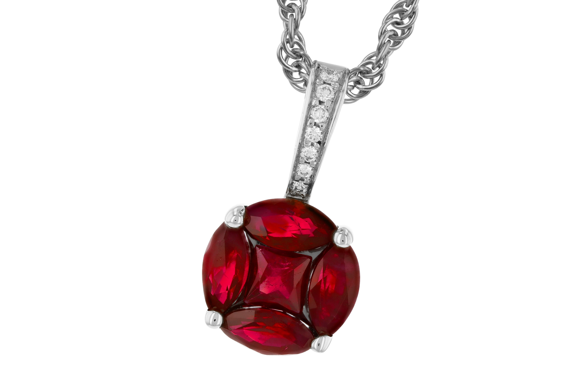 D330-18710: NECKLACE .80 RUBY .82 TW