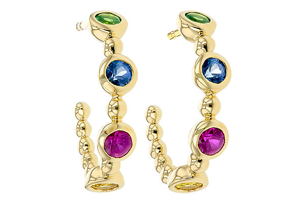E330-18637: EARR .68 TW MULTI-COLOR SAPPH & GREEN GARNET