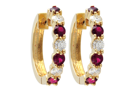 F055-66837: EARRINGS 1.30 RUBY 2.08 TGW