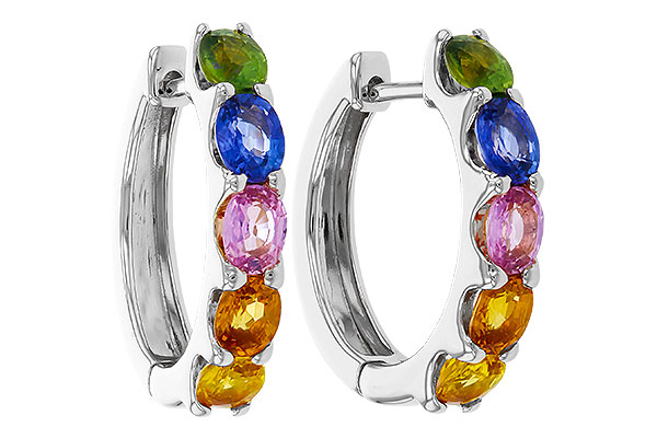 F329-30474: EARRINGS 2.20 TW MULTI-COLOR SAPPHIRE