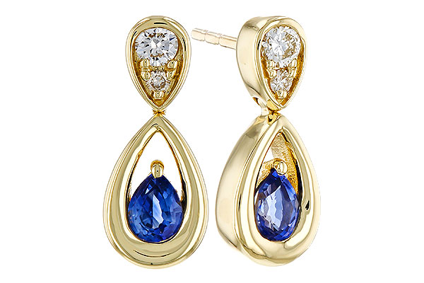 F329-30492: EARRINGS .42 SAPPHIRE .54 TGW (4x3 SAPP)