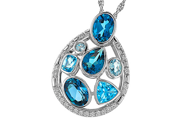 F329-33219: NECKLACE 3.23 TW BLUE TOPAZ 3.38 TGW