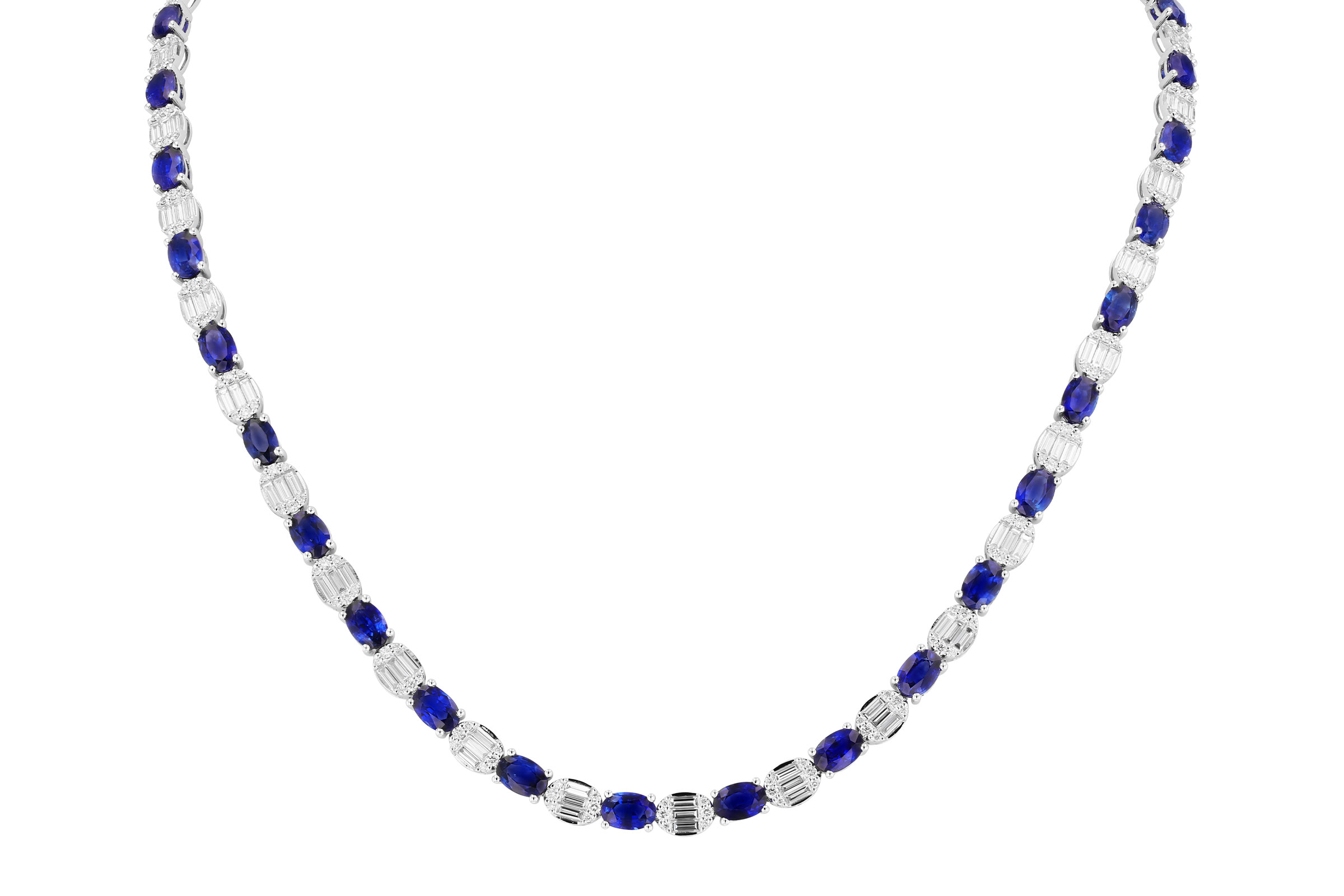 F330-20455: NECKLACE 17.68 TW SAPPHIRE 21.82 TGW (17")