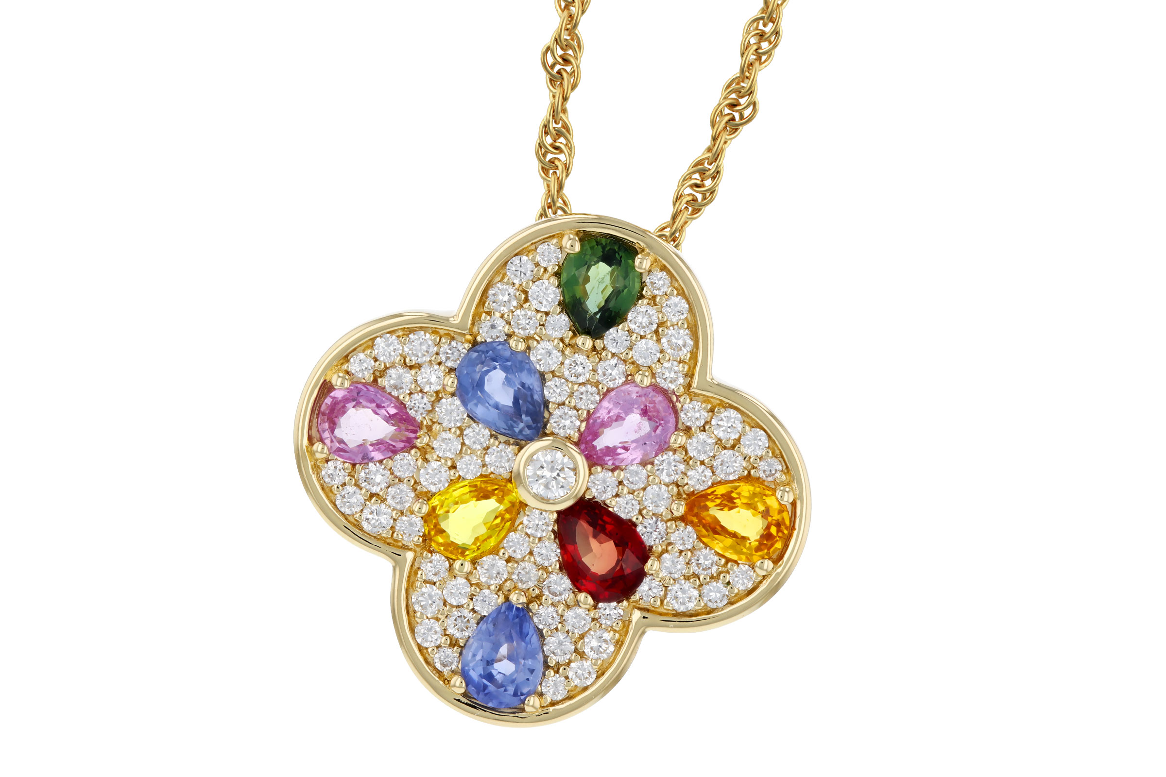 F330-21401: NECKLACE 1.40 MULTI-COLOR SAPPH 1.82 TGW