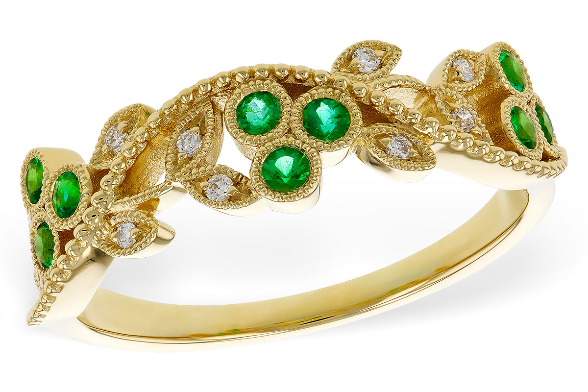 G329-35910: LDS WED RG .17 EMERALD TW .23 TGW