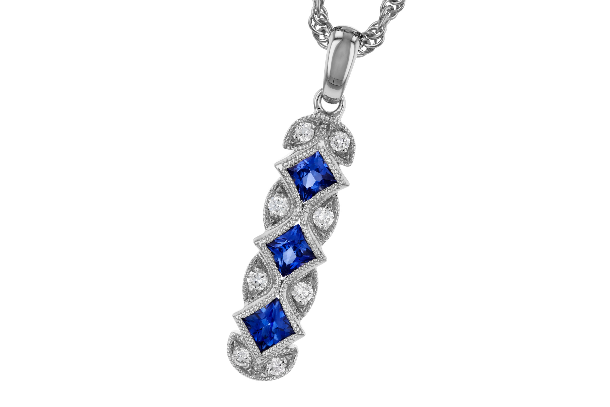 G330-20455: NECKLACE .55 TW SAPPHIRE .64 TGW