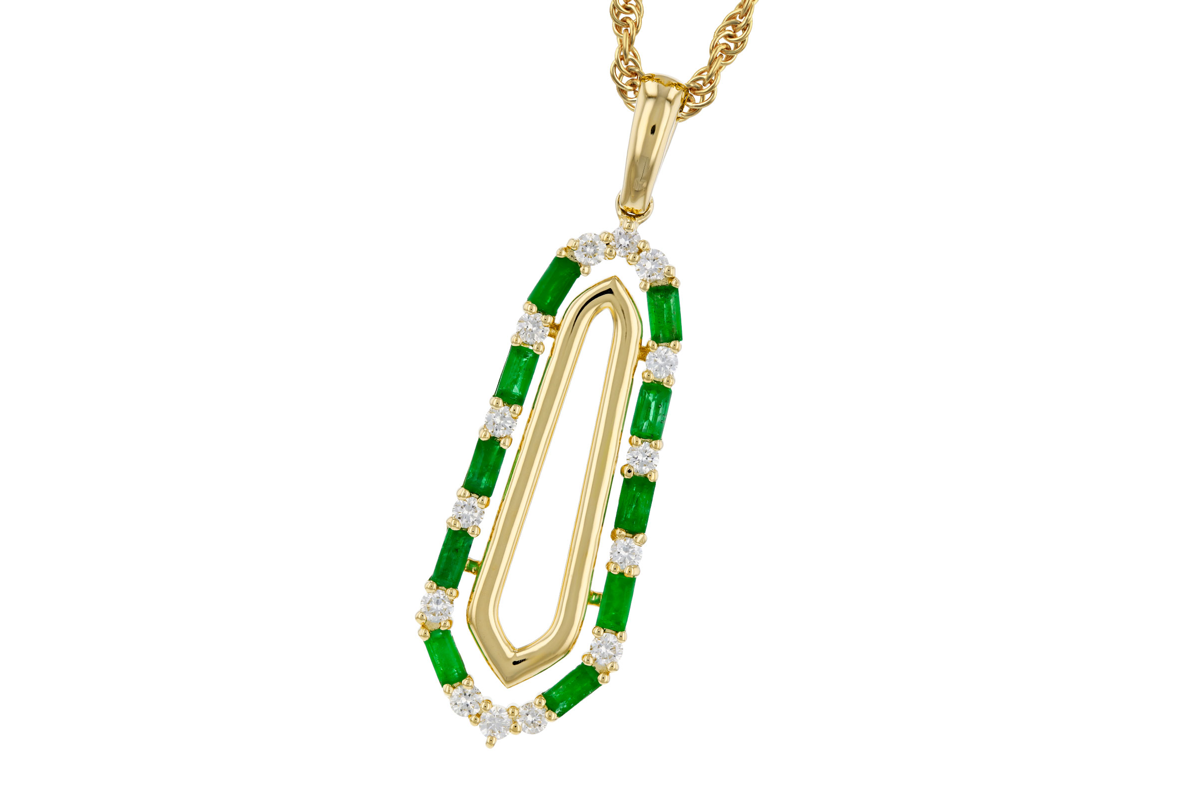 H330-21401: NECKLACE .44 TW EMERALD .64 TGW