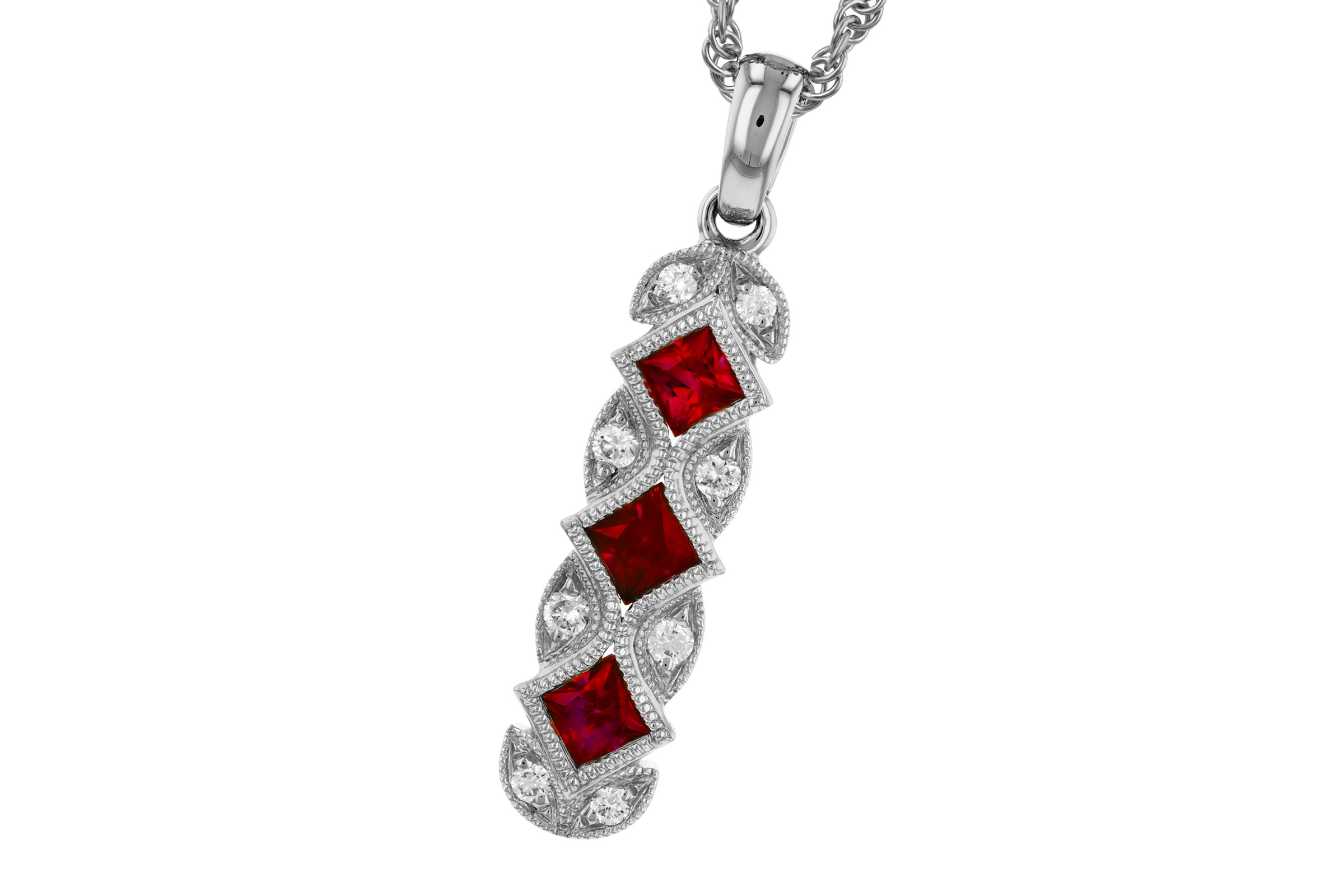 K330-19582: NECKLACE .55 TW RUBY .64 TGW