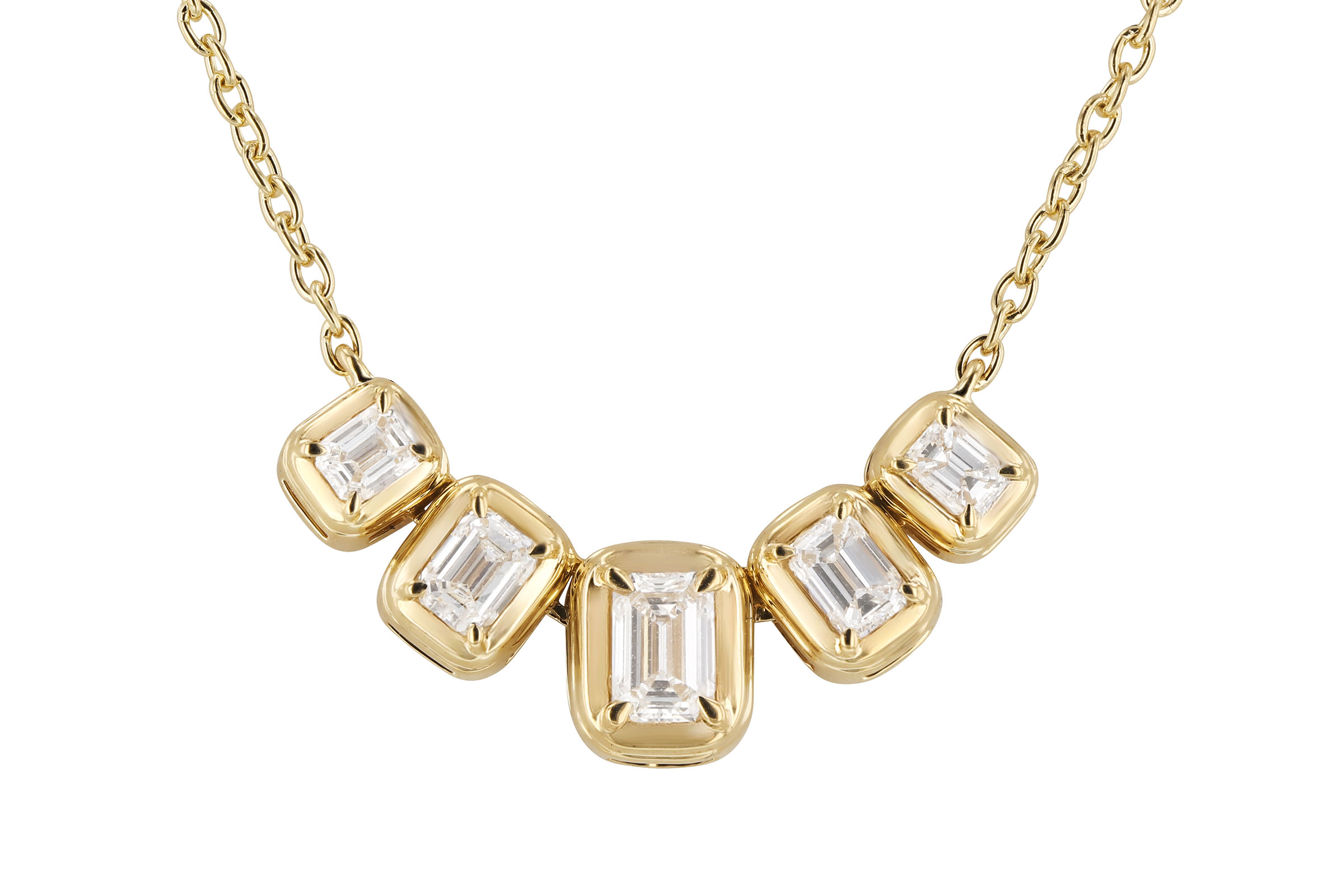 K330-21373: NECKLACE .87 TW EMERALD CUT DIA (18")
