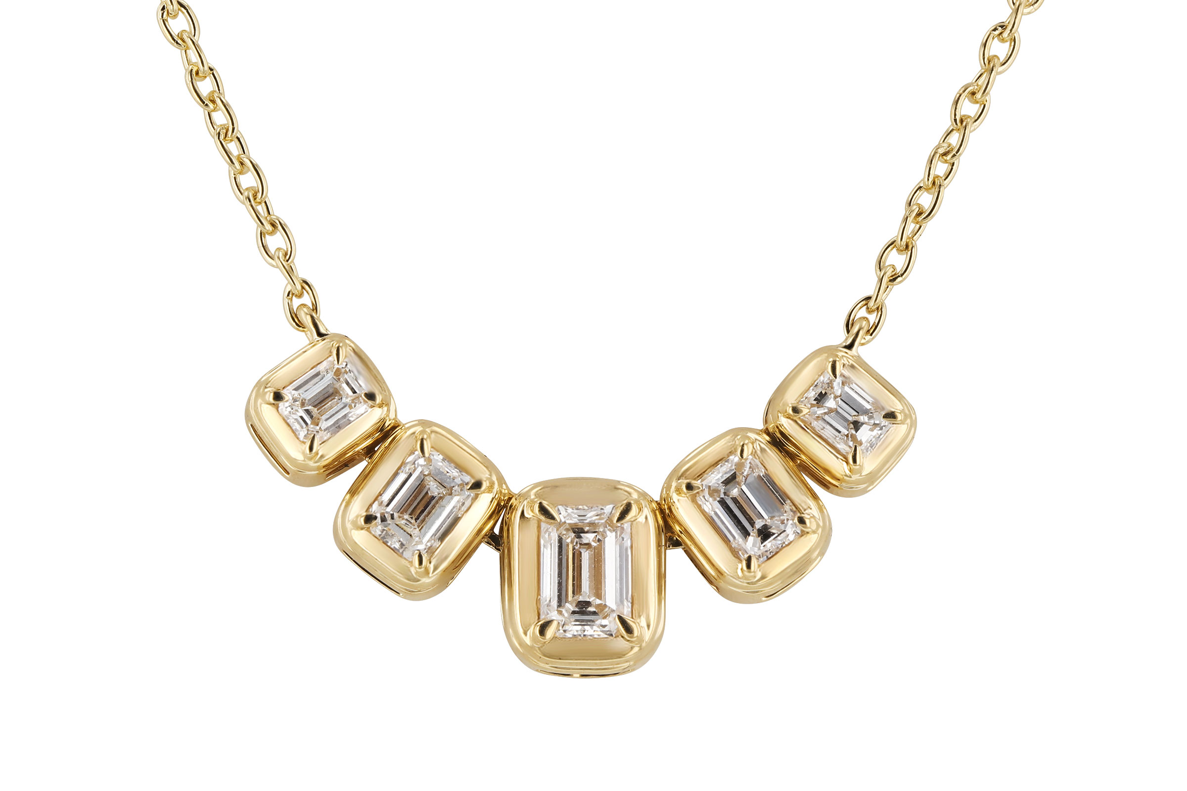 K330-21373: NECKLACE .87 TW EMERALD CUT DIA (18")