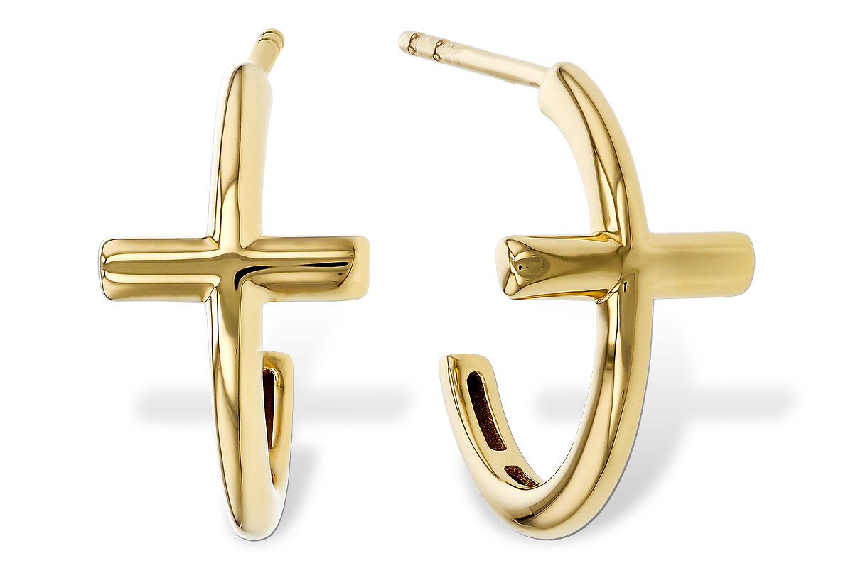 L329-35010: GOLD EARRINGS (14MM)